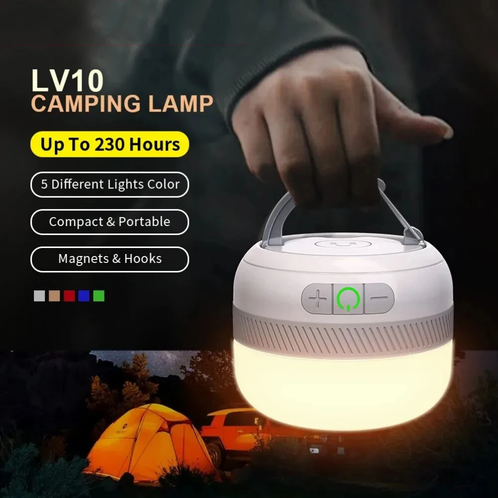 C2 Portable Led Lamp Lv10 Camping Light Usb C Rechargeable 230 Hours With 5 Colors Waterproof Flashlight For Outdoor Tent Lamp