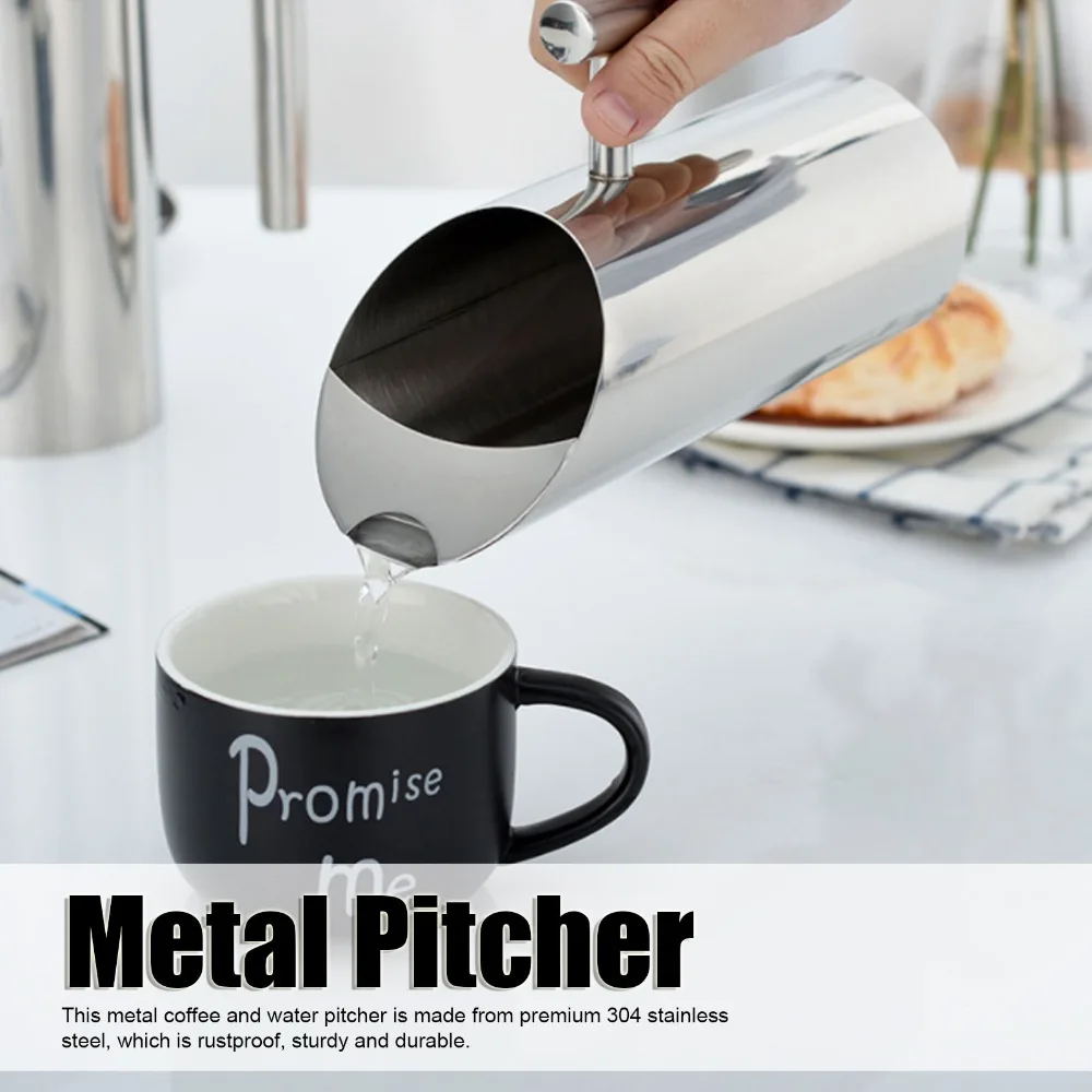 Stainless Steel Stainless Steel Pitcher Ergonomic Handle Large Capacity Coffee Pitcher Heatproof Streamlined Design