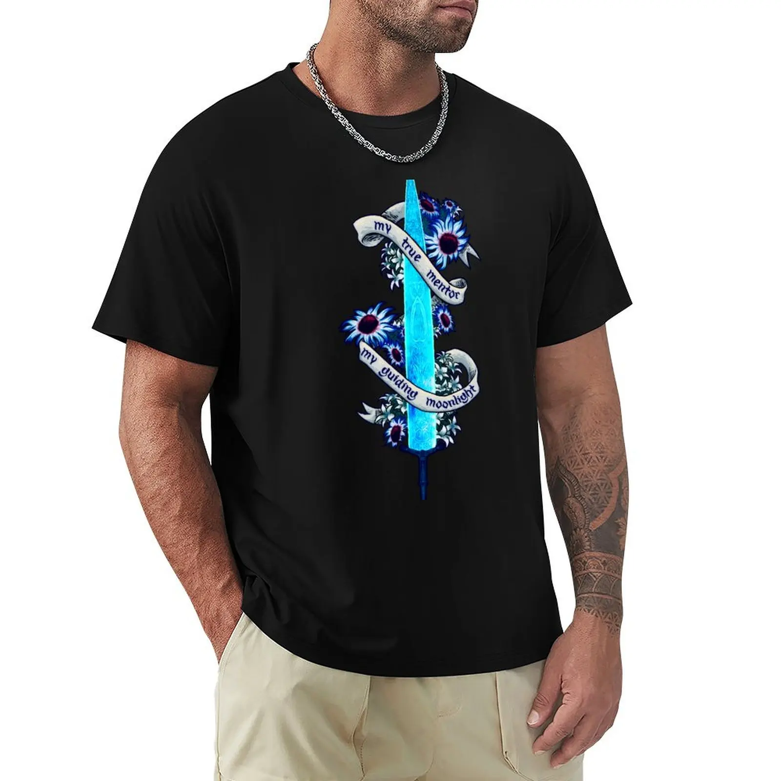 Moonlight Greatsword T-Shirt Basic Casual Short Sleeve Cotton Shirt