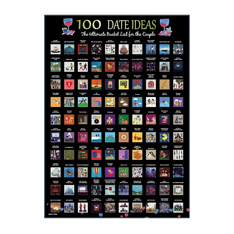 New Valentine's Day Scratch-off Posters 2025 100 Date Surprise Scratch-off Posters Surprise Gifts For Loved Ones