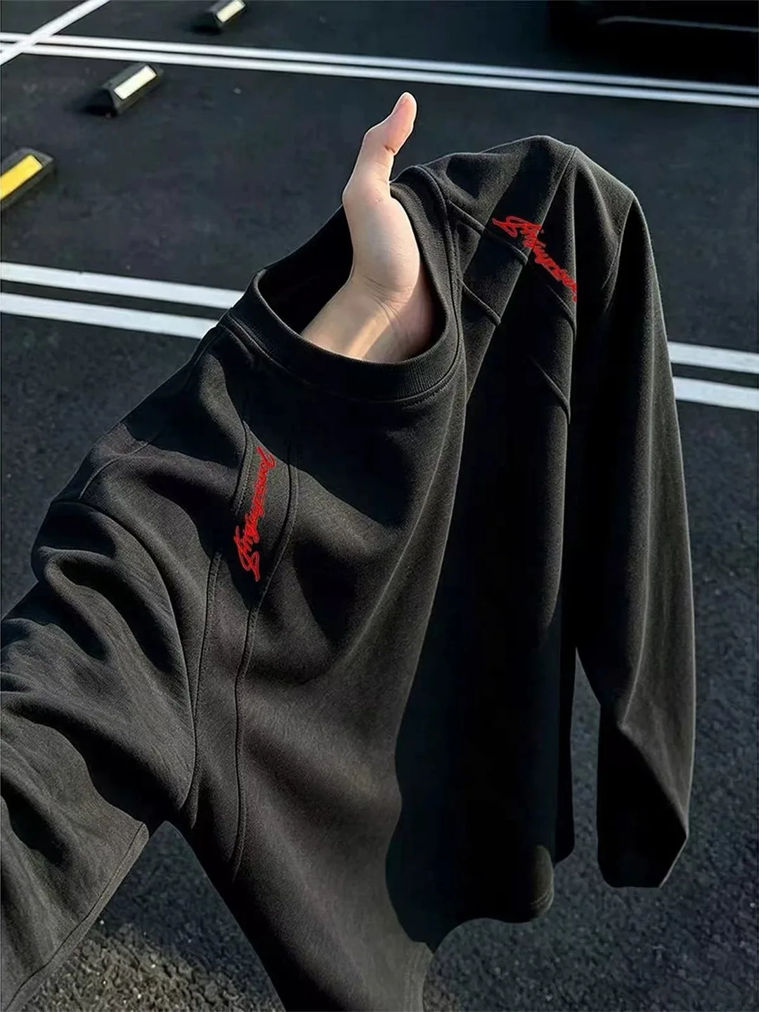 Stylish Heavyweight Men's Hoodie Fall Commute Shoulder-Length Sleeve American Style Inner Wear Base Shirt Casual Loose Fit