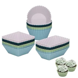 12/24 Pcs Silicone Muffin Cup Molds, Reusable Non-Stick Muffin Cupcake Baking Molds, Cupcake Liners, Kitchen Baking Gadgets