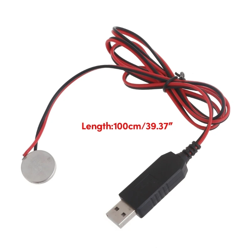 Cable cargador USB a CR2032, fuente alimentación confiable para reloj, coche juguete, control remoto H7EC