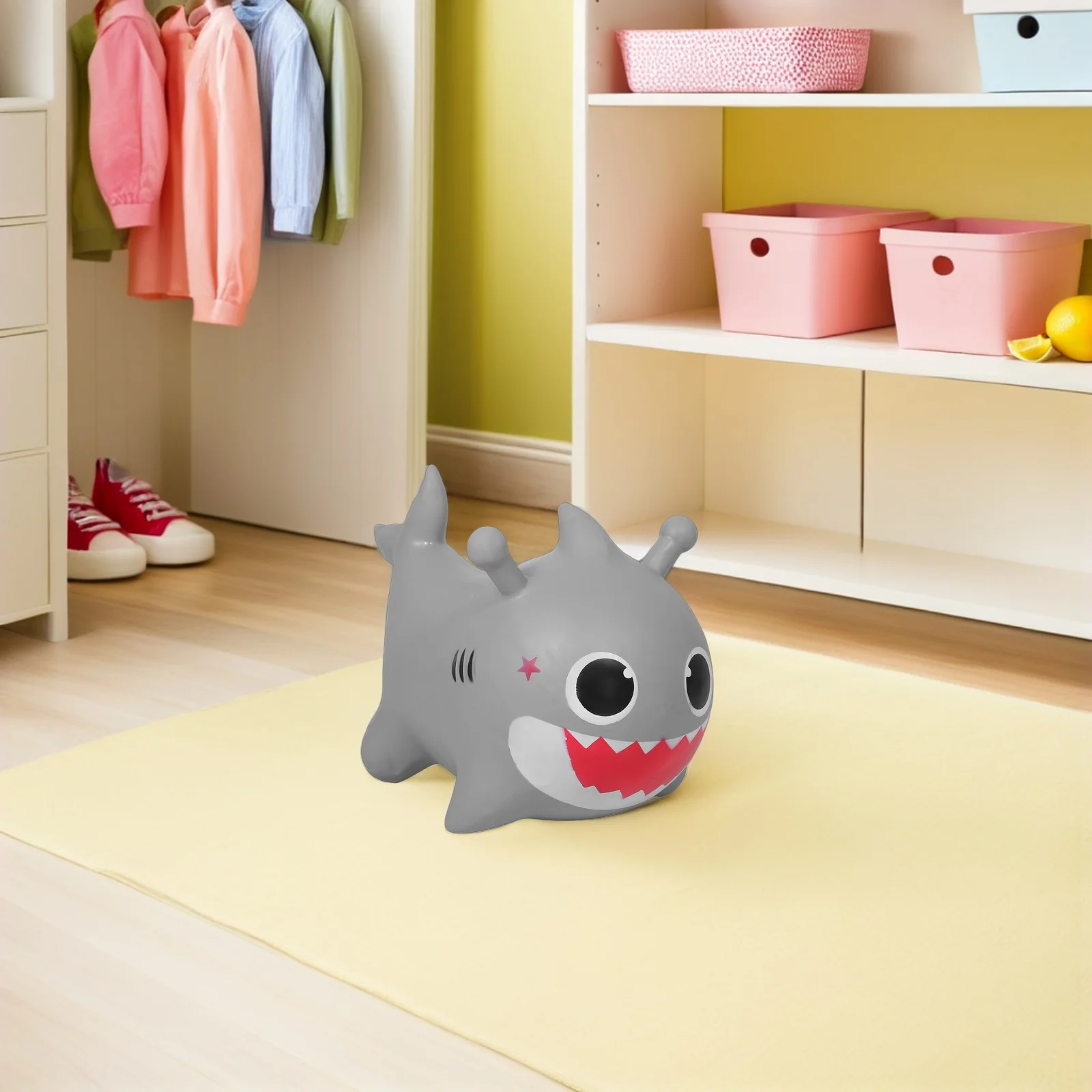 Inflatable Ride On Horse Bouncy For Kids Thickened Stable Design Wear-Resistant Material Easy Inflation Bright Colorful Toddler