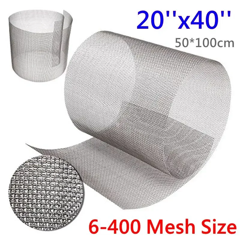 20''x40'' 6-400 Mesh Woven Wire Mesh 304 Stainless Steel Filtration Woven Wire Screen Mesh Screening Sheet Fix Net Tools