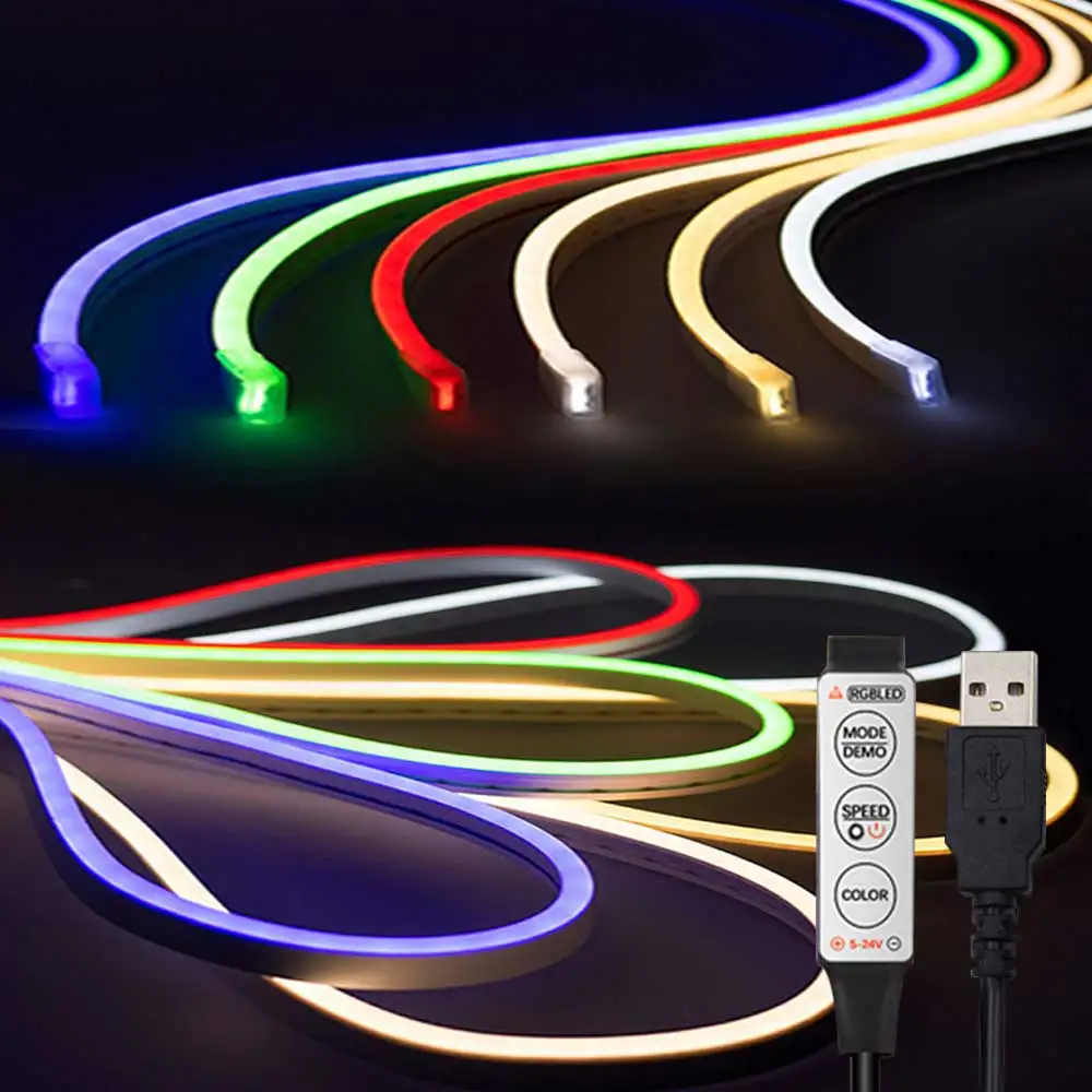 USB LED Light RGB Neon Strip 1M 2M 3M 4M 5M 5V Neon Tape For Home Decor LED Lights Decoration Lighting SMD3535 72LEDs/M