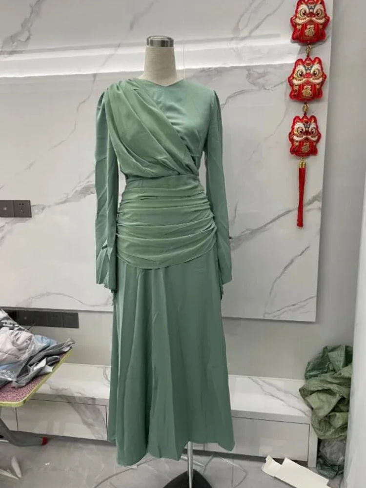 Eid Muslim Party Dress Women Ramadan Abaya Pleated Flare Sleeve Long Dresses Morocco Vestidos Largos Dubai Robe Jalabiya 2026