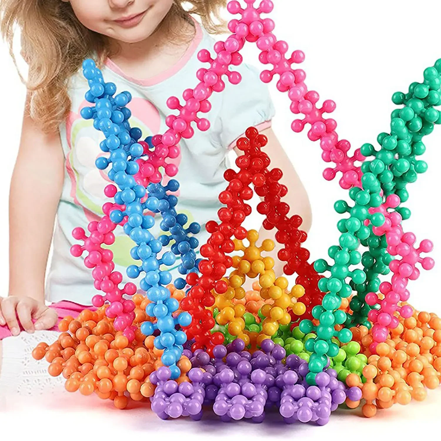 

200pcs Plum Blossom Blocks 3D Snowflake Blocks DIY Interlocking Puzzle Tree Trunk Puzzle Plastic Puzzle Building Toys