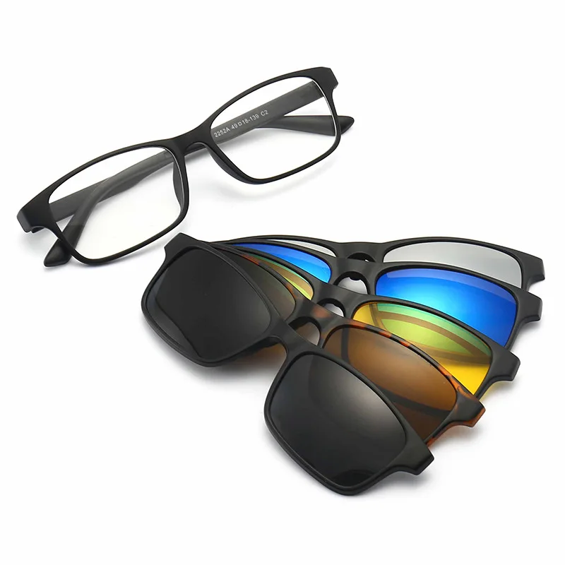 VCKA-Petites lunettes de soleil carrées pour myopie, monture rétro pour hommes et femmes, clips polarisés, manchon à ventouse magnétique, miroir-0.50 à-6.0