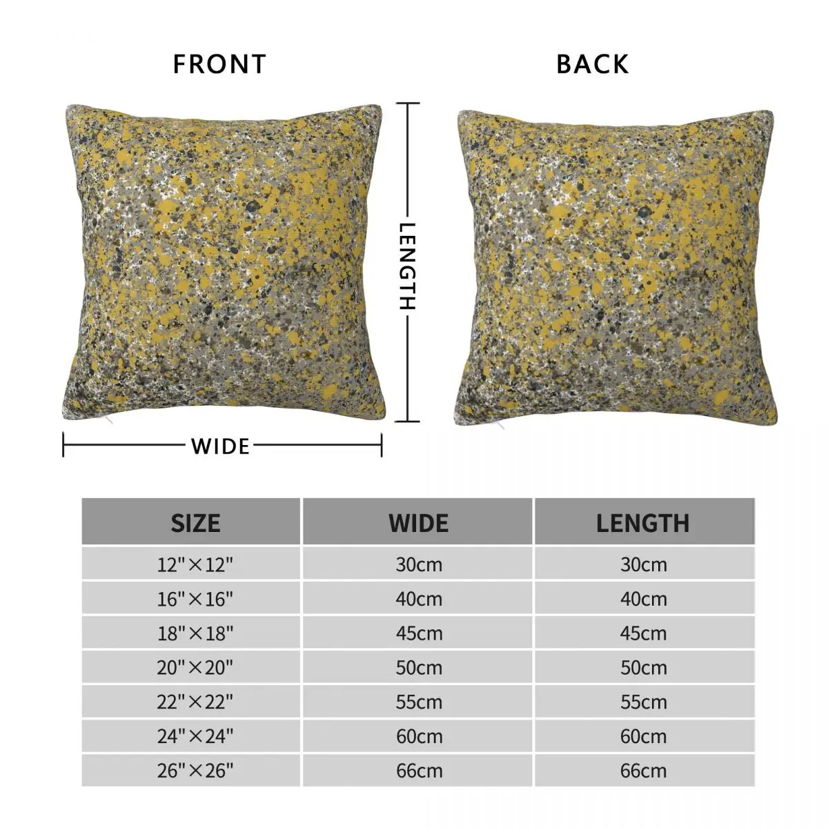 Sprayed Concrete Mustard Yellow Navy Square Pillowcase Polyester Linen Velvet Printed Zip Decorative Pillow Bed Cushion Cover
