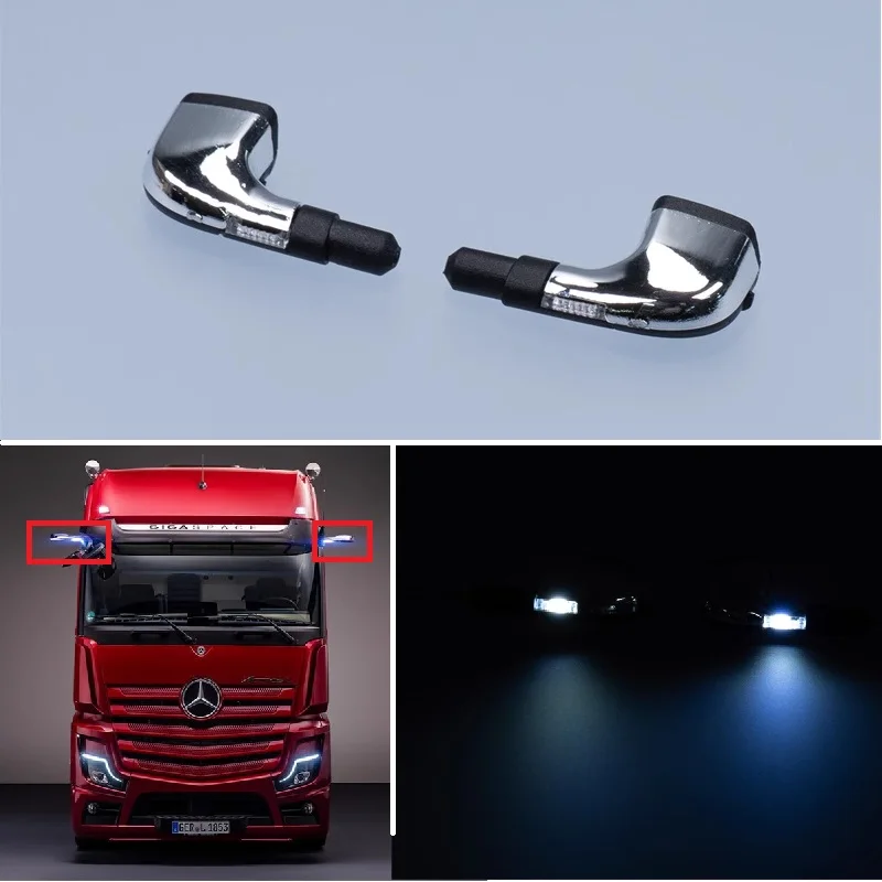 อะไหล่จำลองกระจกมองหลังอิเล็กทรอนิกส์ 1 คู่ สำหรับรถบรรทุกบังคับวิทยุ Tamiya ขนาด 1:14 รุ่น BENZ ACTROS 3363 Arocs อุปกรณ์เสริมรถยนต์