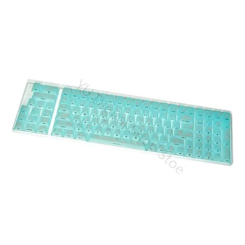 96BA Shine-Through Mechanical Keyboard Keycap Set with Side Printing, Polycarbonate Construction and Raised Pattern