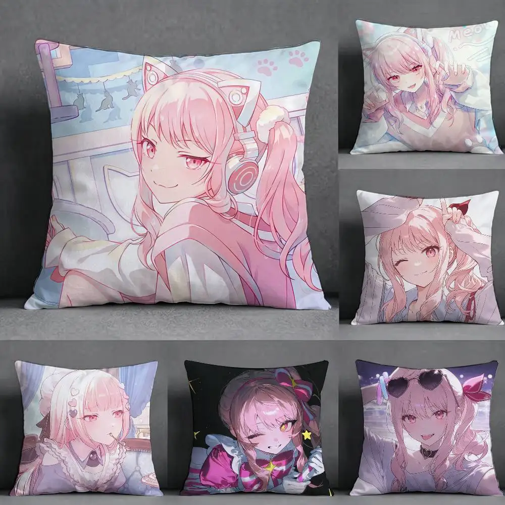 Anime Akiyama M-Mizuki  Square Double-Sided printed Pillow Case Bedroom Bedside Pillow Sofa Cushion Cover
