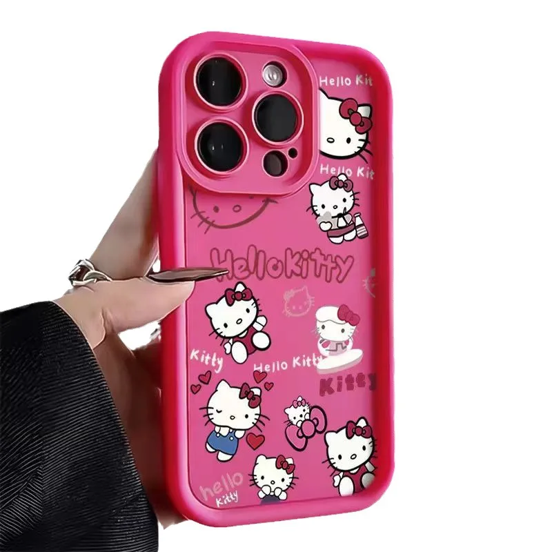 Hello Kitty Sanrio girls Anime Phone Case For iPhone 15 14 13 12 11 Pro Max Xr X 14 Plus Case Cute cartoon Shockproof Soft Cover image 5