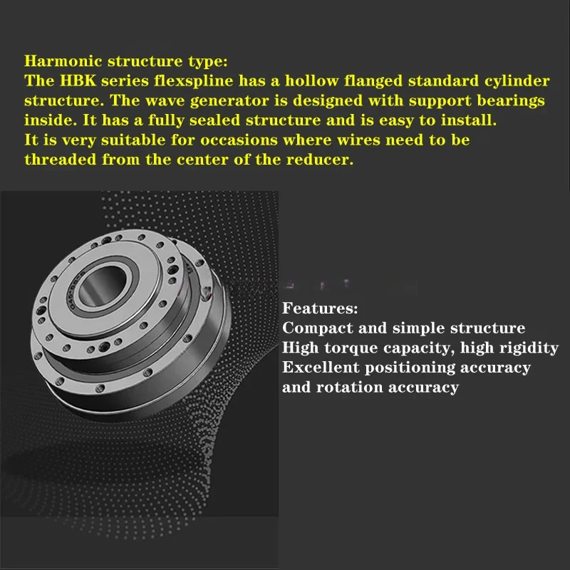 Rumore/Basso gioco/Performance stabili, Riduttore armonico robot HBK17. Rapporto di riduzione: 30, 50, 80, 100