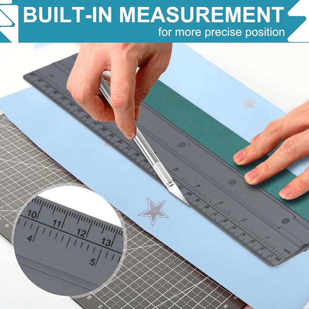 Felt Edge Wrap Squeegee w/ Ruler Decal Scraper Applicator for Window Tint Film Stickers Plastic Spatula Sign Making Measure Tool