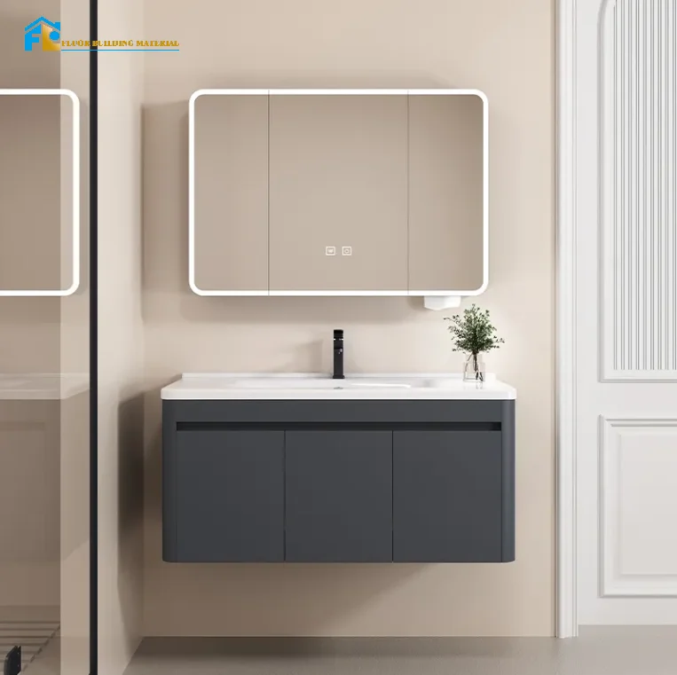 Bathroom CabinetFLUOR Modern Wash Basin Bathroom Cabinet With Mirror Wall Hanging Mounted Floating Vanity Cabinet Sets With Sink