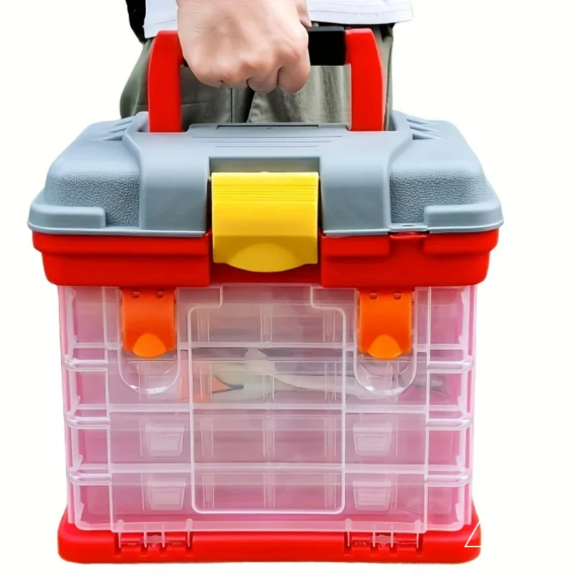 "Boîte de rangement de pièces en plastique transparent à 4 couches-étui organisateur d'outils à 72 grilles pour vis, écrous, matériel-vente en gros en vrac"