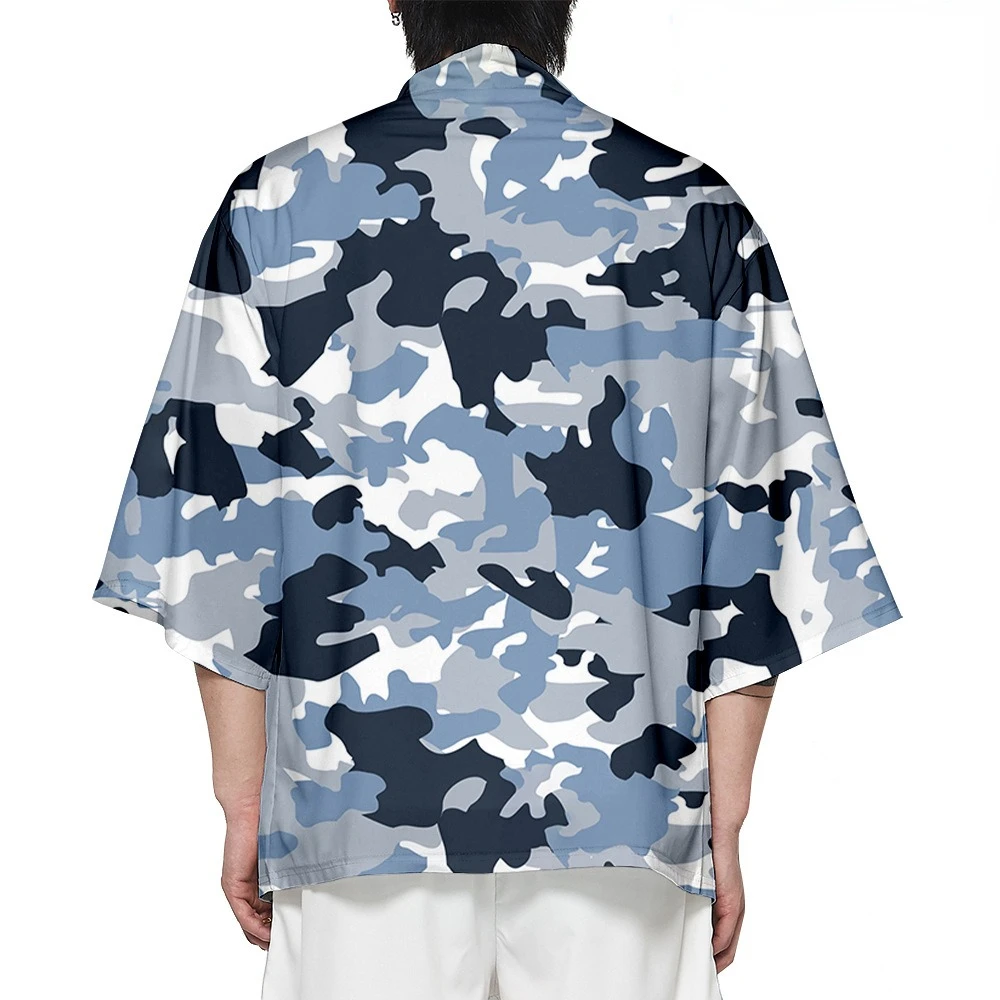 Summer Camouflage Print Kimono Men Fashion Women Hawaiian Shirt Beach Tops Stylish Loose Yukata Bathrobe Japanese Kimono Cosplay