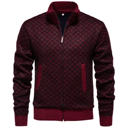 Autumn and Winter Knitted Cardigan Wool Sweater Korean Sweater Stand Up Collar Fashionable Casual Jacket Warm Men's Jacket