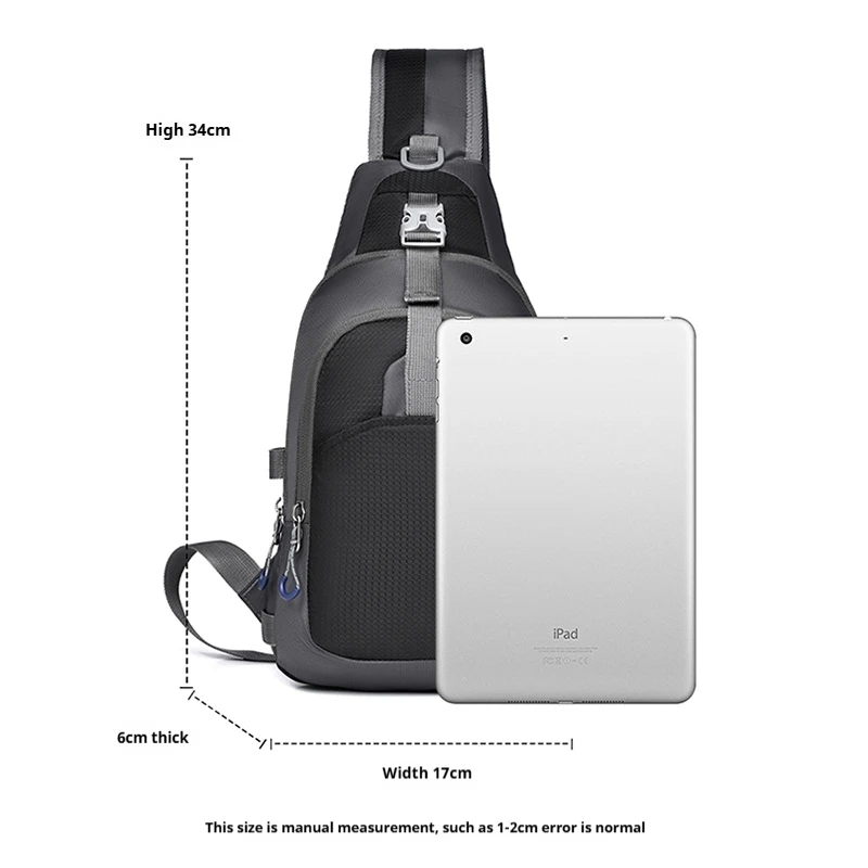 Casual chest bag with adjustable shoulder strap, lightweight crossbody backpack for hiking and traveling, everyday carry bag