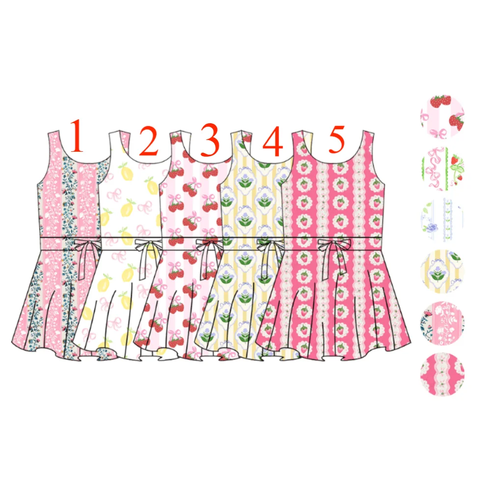 

Strawberry print summer new style girls suspender boutique dress milk silk material retail wholesale