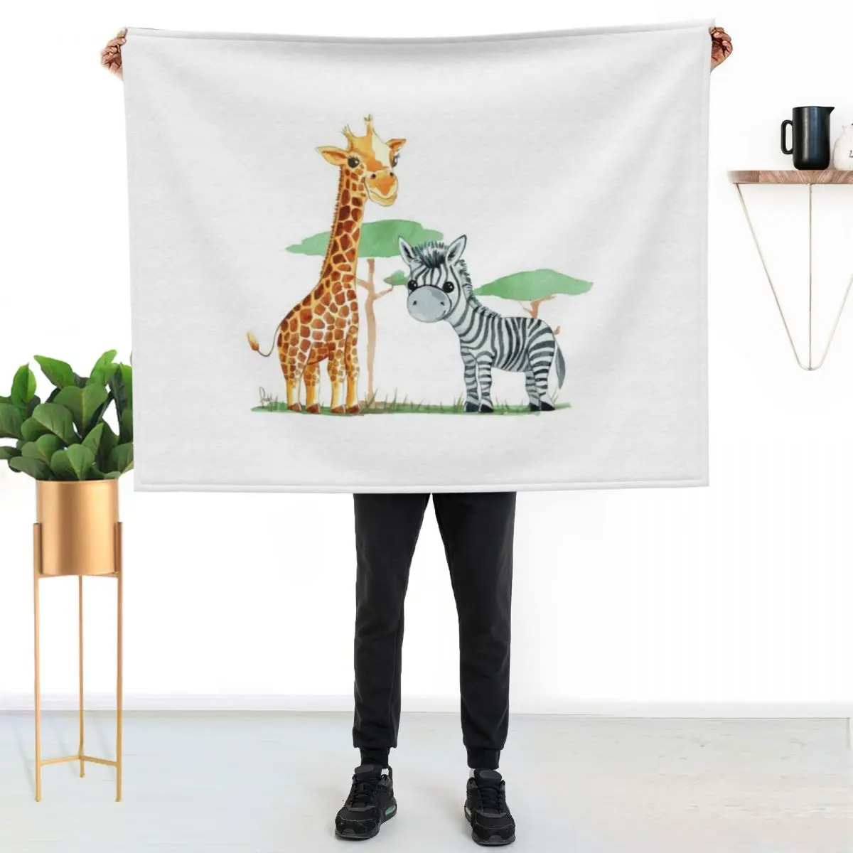 Cute giraffe and zebra Throw Blanket christmas decoration Hair Decorative Throw cosplay anime manga Blankets