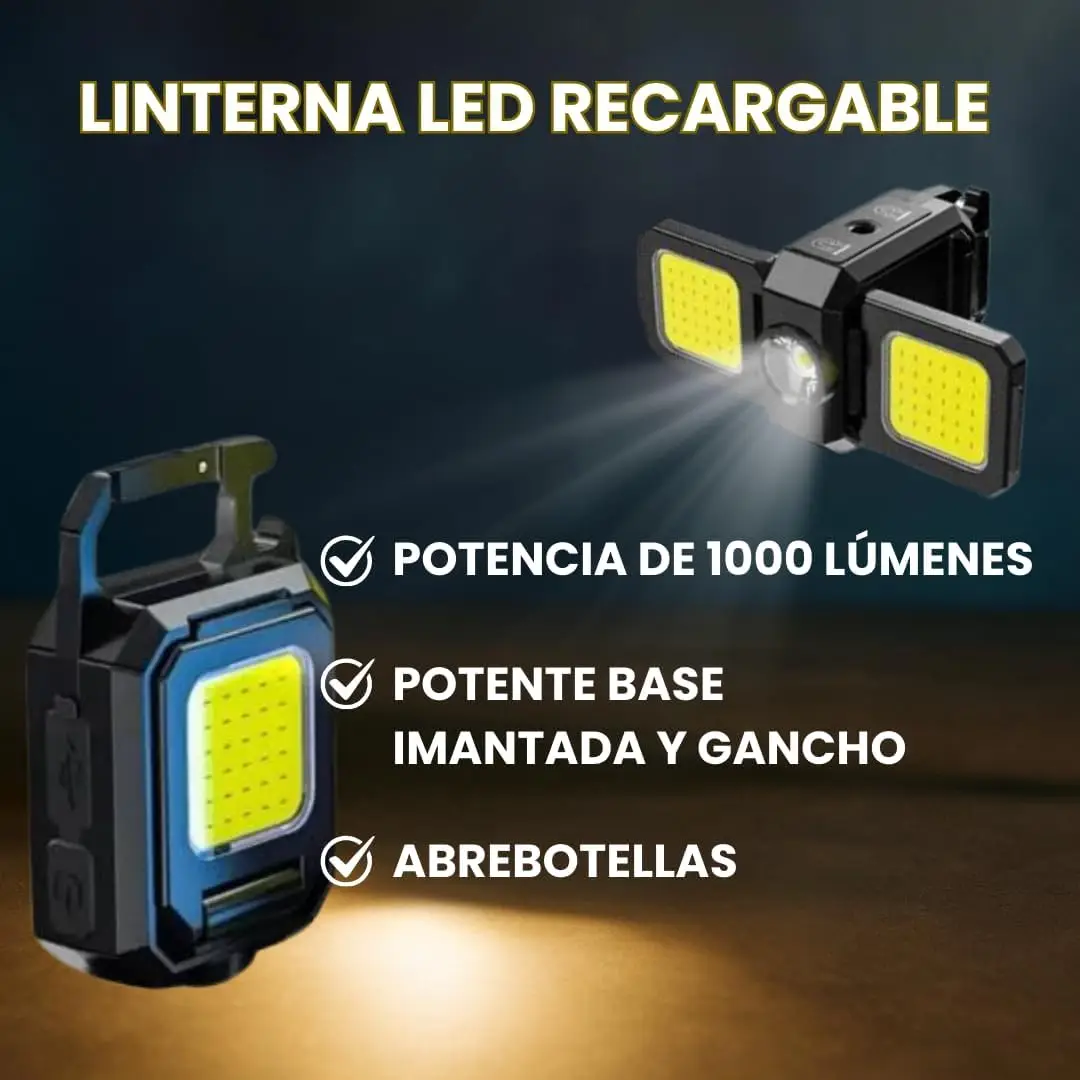 Flashlight Mini Keychain Light COB Work Light USB Rechargeable Lamp with 90° Foldable Side Lights Super Bright Portable Lanterns