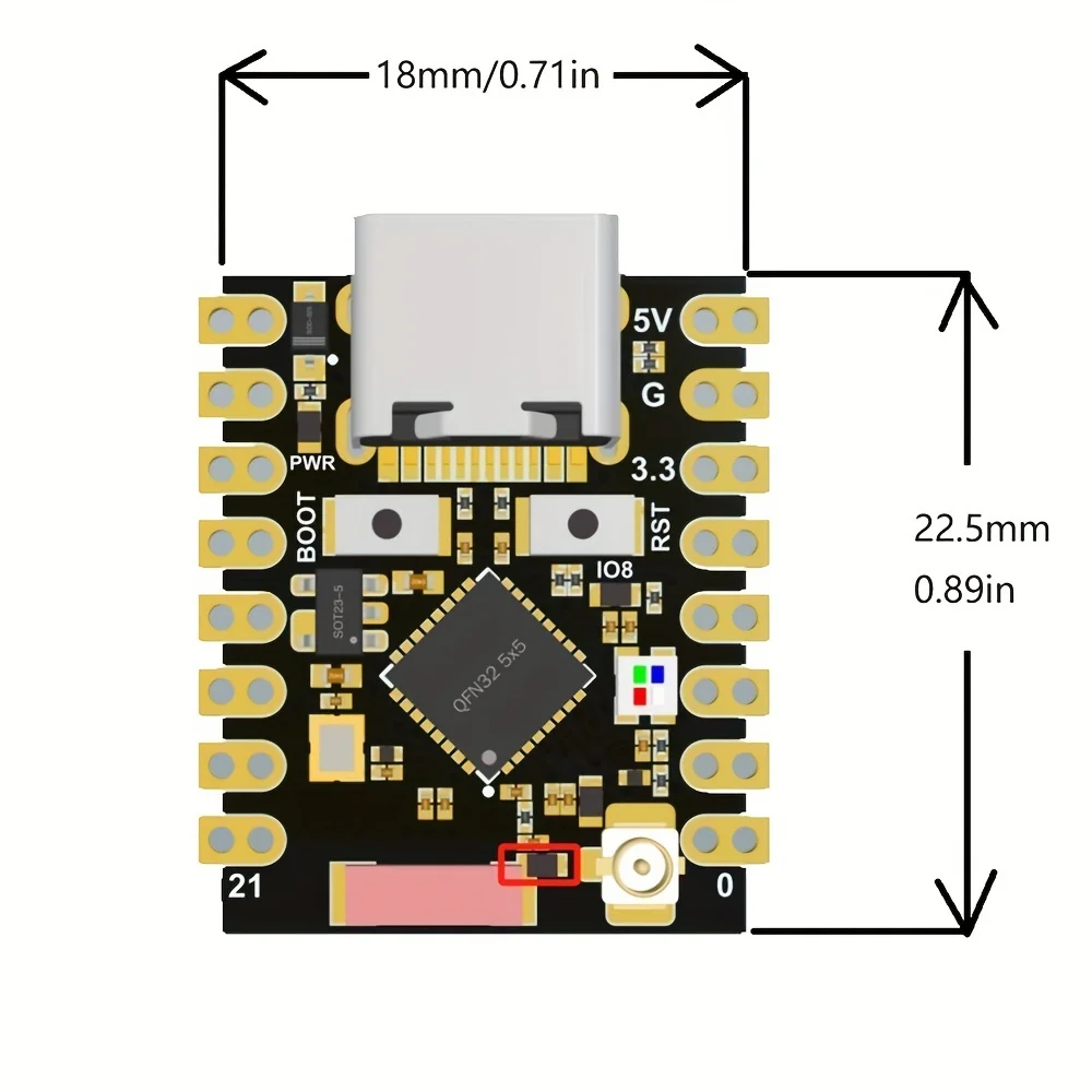 ESP32 C3 V2 Plus Development Board Super Mini Wifi BT Bluetooth Module RISC-V 32-Bit Single-Core Processor ESP32-C3 16Pin Type-C