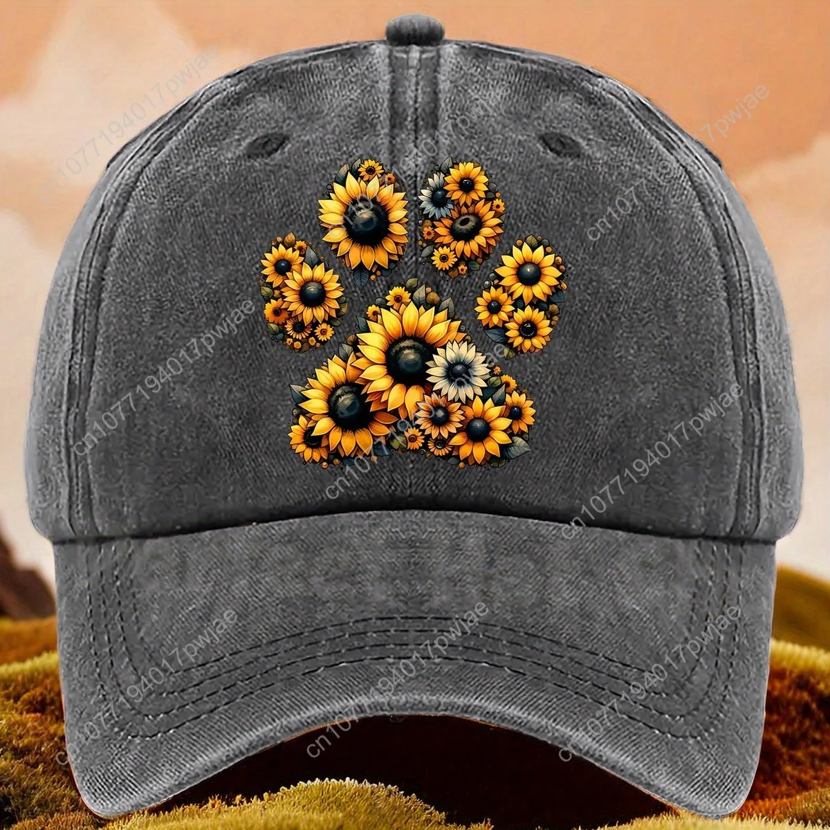 หมวกเบสบอลลายดอกทานตะวันแบบปรับได้ - น้ำหนักเบา ซักด้วยเครื่องได้ ผ้าฝ้าย มีหลายสีให้เลือกสำหรับสวมใส่ลำลอง