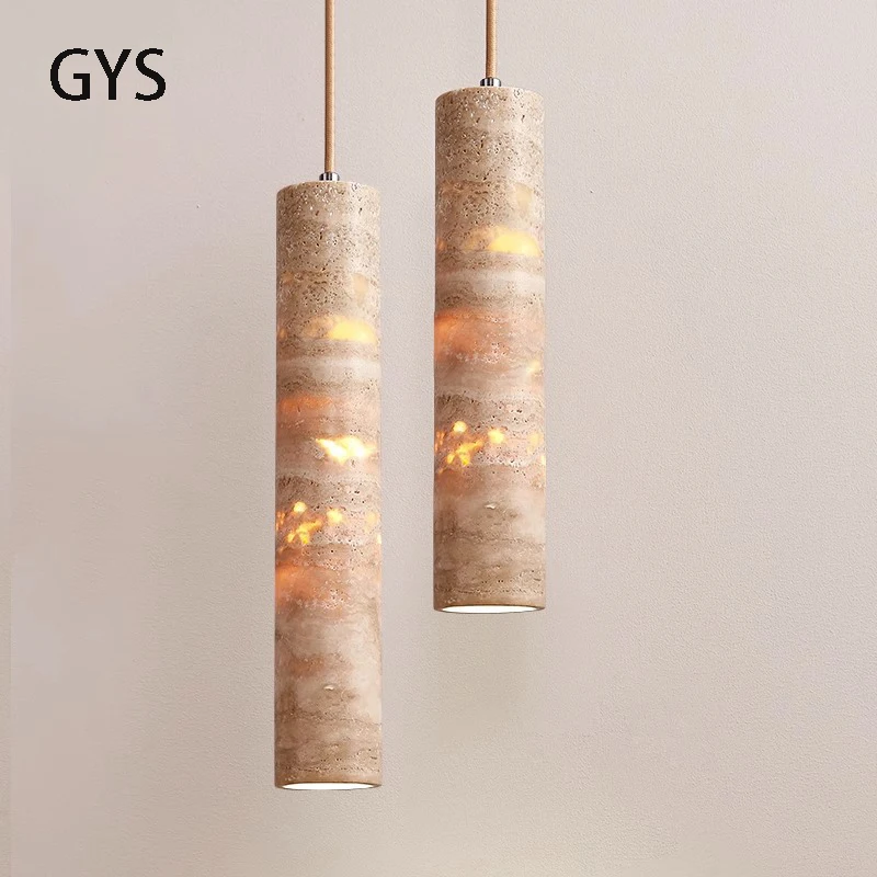 Led Pendant Lamp Marble Chandelier Long Strip Light Restaurant Bar Counter Luxury Light Art Bedroom Bedside Cream Style Lighting