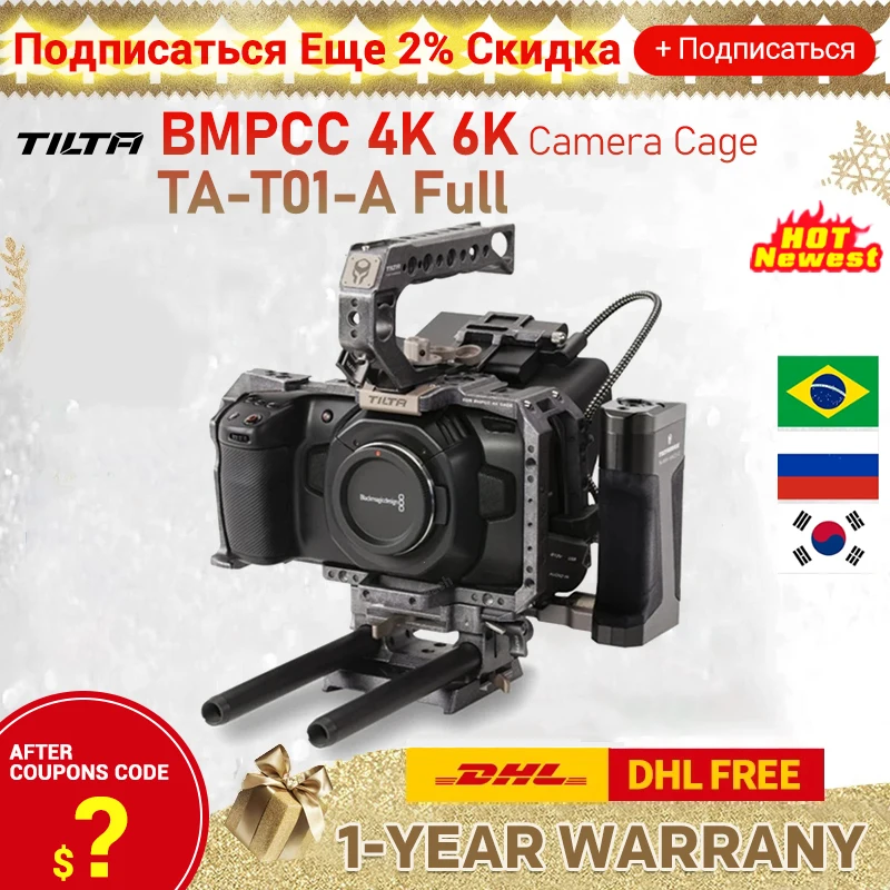 Tilta BMPCC 4K 6K  TA-T01-A Full Cage Black Cage Camera Cage  for BlackMagic BMPCC4K 6K Top Handle Side handle Tactical finished