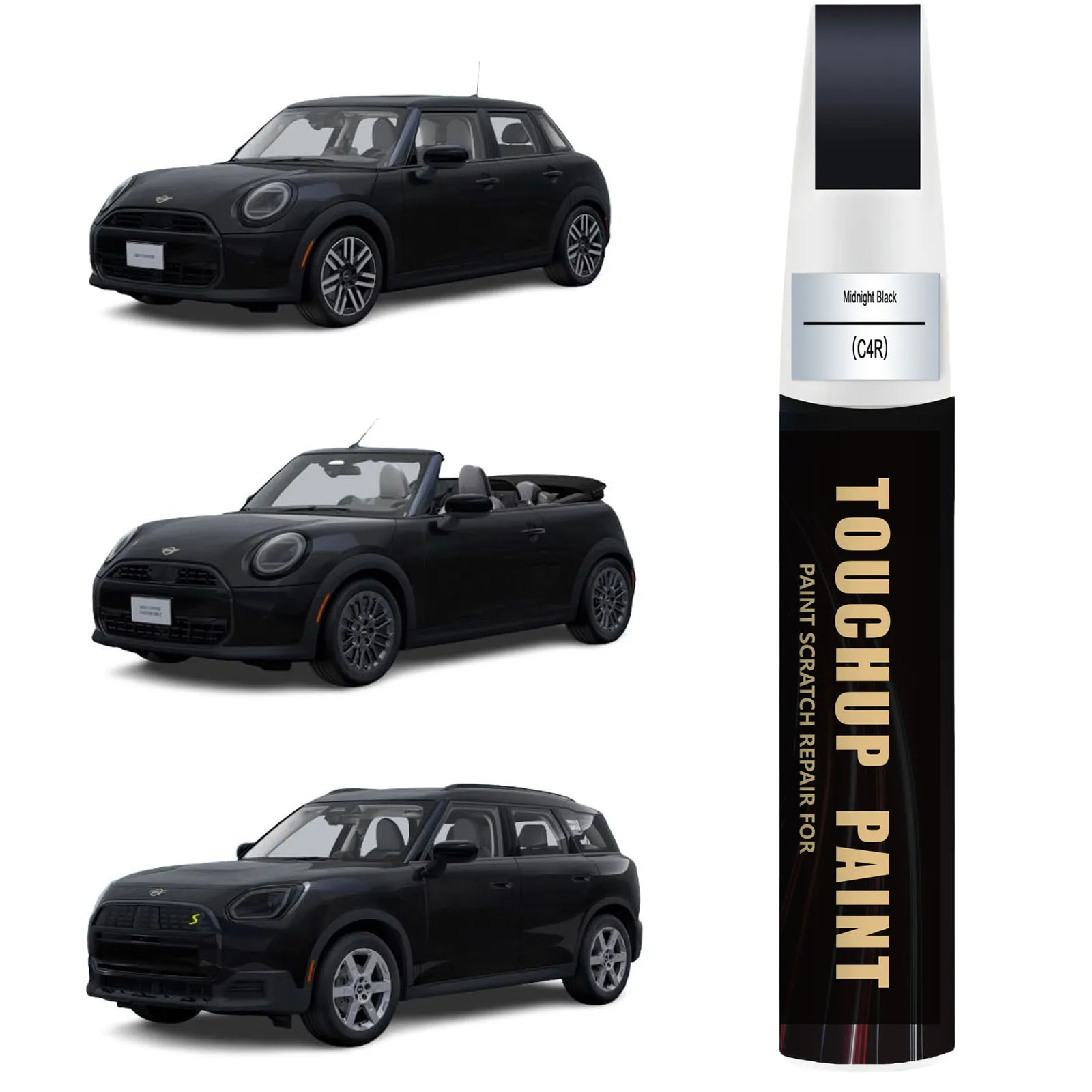 C4R Absolute Black Touch Up Paint Compatible with BMW Mini Cooper Easily Repair Minor Bumps and Scratche, Exact Color Match