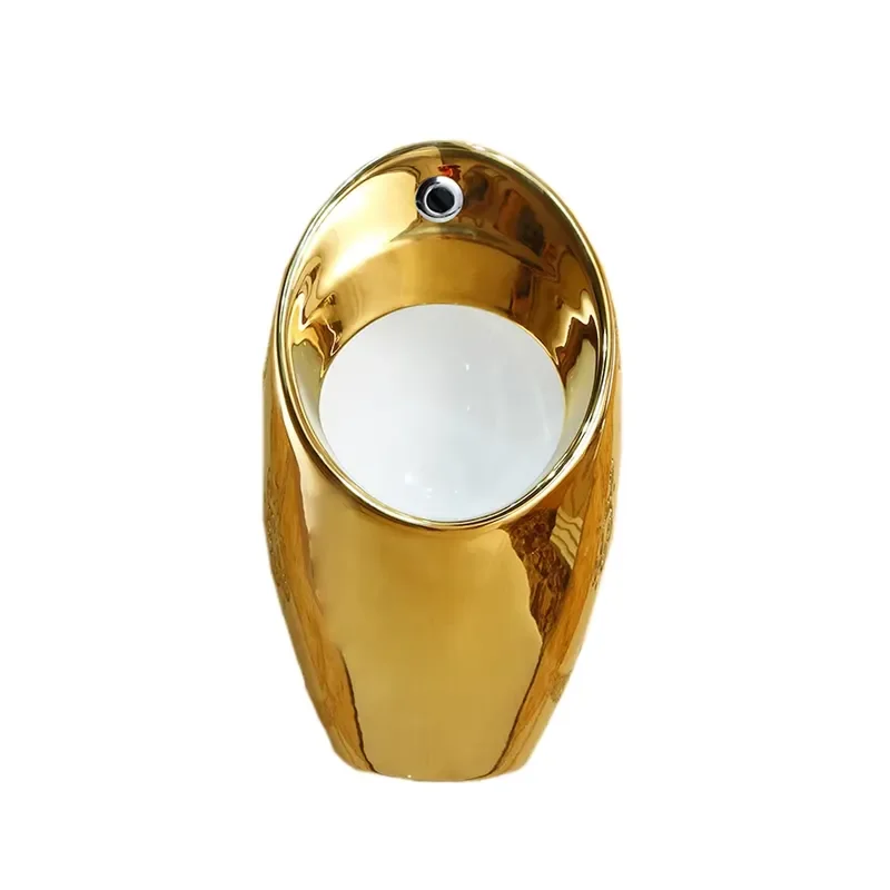 Luxury Electroplated Ceramic Automatic Sensor Flushing Urinal Gold Silver Color for Hotel Bathroom