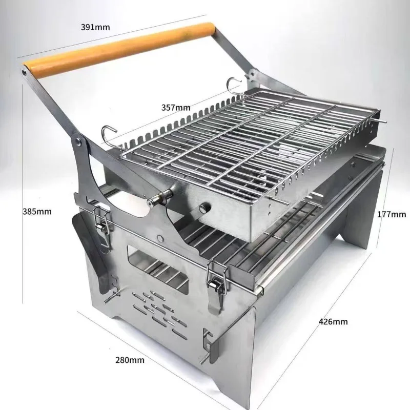 Flip Charcoal Grill Household Outdoor Removable Rotary Mesh Grill