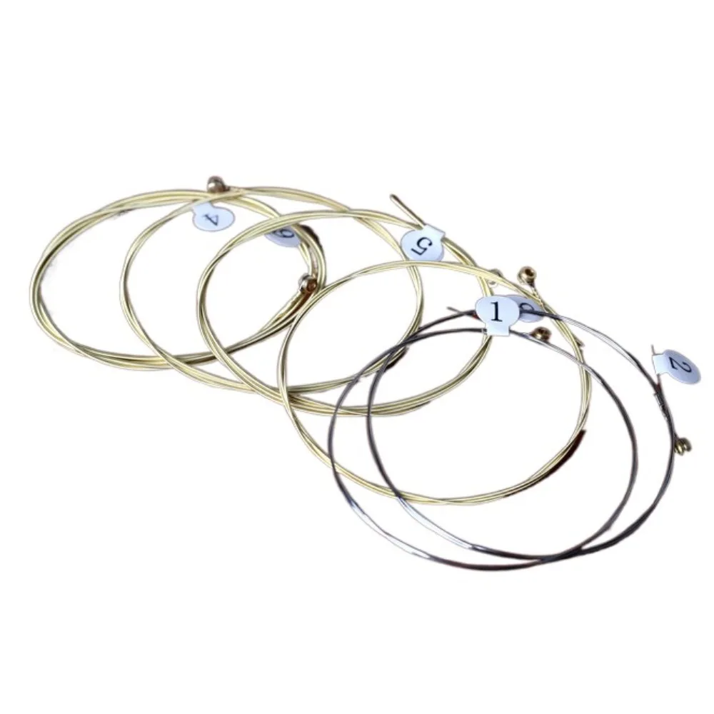 Premium Brass Folk Guitar Strings Enhanced Sound Hexagonal Steel Core Guitar Brass String 6pcs/set Enhanced Durability