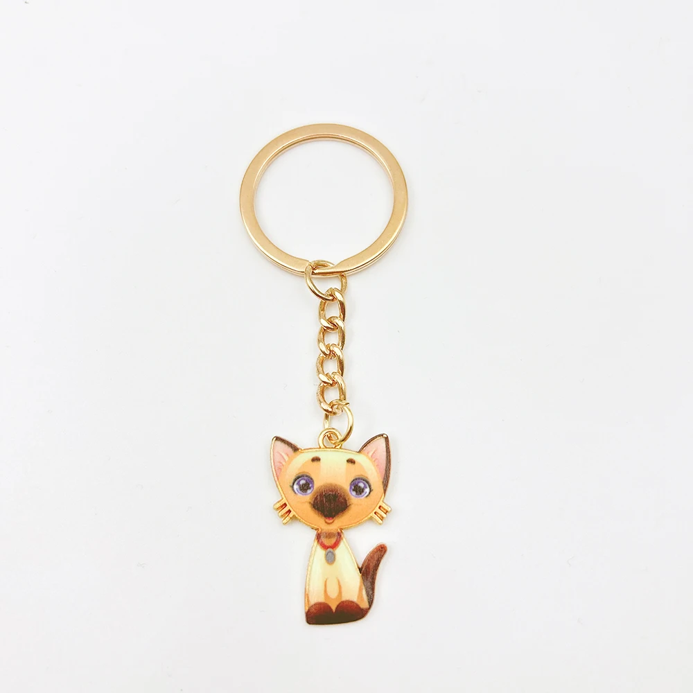 Gato óleo esmalte chaveiro para mulheres, encantos bonitos, chaveiro do carro, presente criança jóias, nova moda