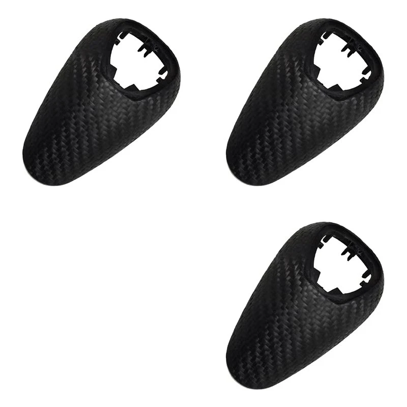 3X Car Shift Knob Head Cover Trim For BMW M2 F87 M3 F80 M4 F82 F83 M5 F10 Woven Carbon Fiber-AS55