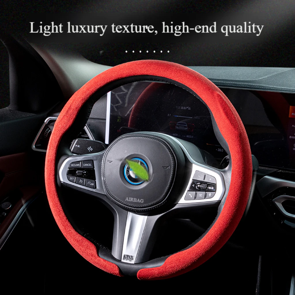 

Suede Cover for All Seasons Auto Steering Wheel Cover，Car Steering Wheel Cover，For BMW Mercedes Toyota Corolla car