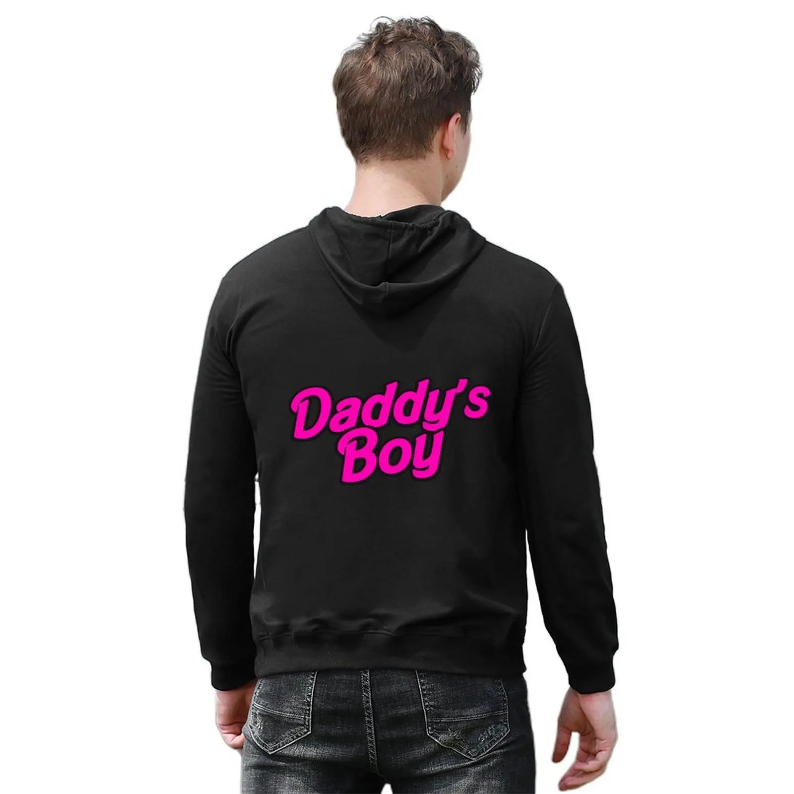 مجموعة تي شيرت رجالي للخريف بقلنسوة وردية اللون من Daddy's Boy Doll ملابس رجالية بقلنسوة جرافيك