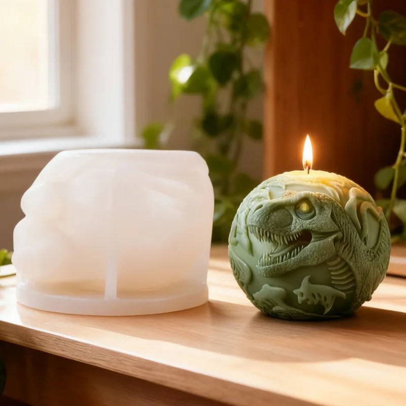 Tyrannosaurus Rex Candle Silicone Mold Spherical Relief Dinosaur Silicone Mould DIY Handmade Aromatherapy Candle Gypsum Molds