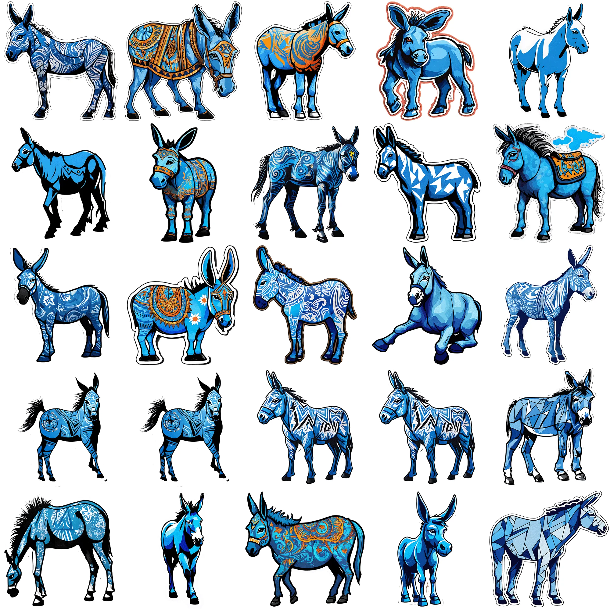 50 pieces of Blue Donkey full body graffiti stickers Add a Touch of Fun and Color to Any Room with these 50 pcs Stickers