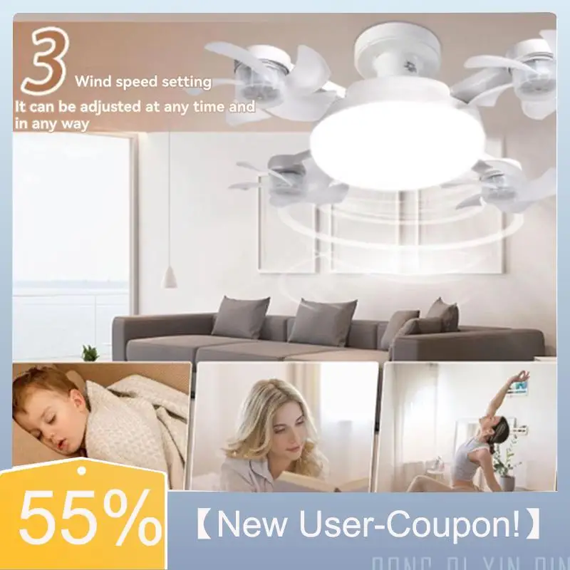 A81M New- Ceiling Fan Light E27 LED 60W Remote Control Dimmer Function Drone Shaped Fan Light For Living Room