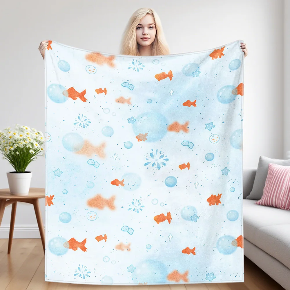 Gold Fish Nap Blanket,Flannel Blanket,Suitable For Sofas,Beds,Cars,Rooms,Offices,Camping,Exquisite Gift Blankets