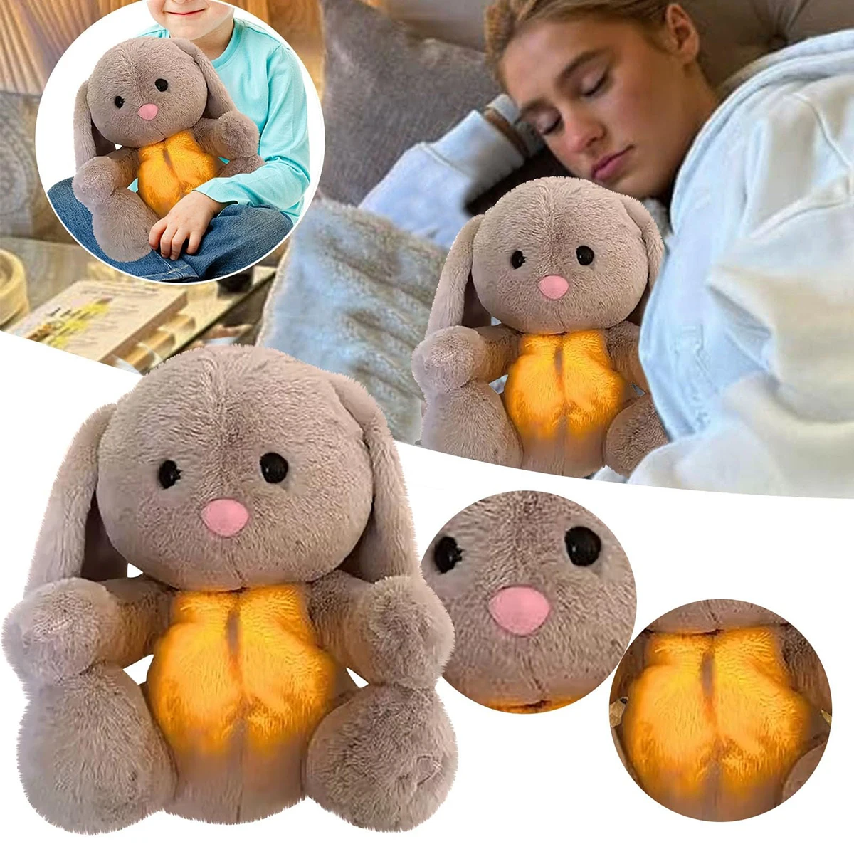 4 modelli respirazione coniglio lenitivo peluche sensoriale con alleviare l\'ansia coniglietto consolatore respira per neonato bambino