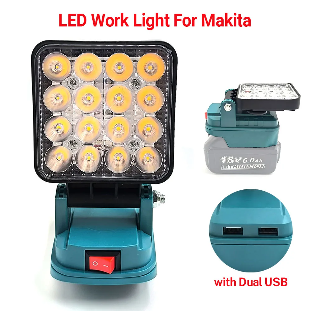 

For Makita 14.4V 18V Li-ion Battery BL1830 BL1850 LED Light 3In Portable Cordless Emergency Flood Lamp Handheld Flashlight