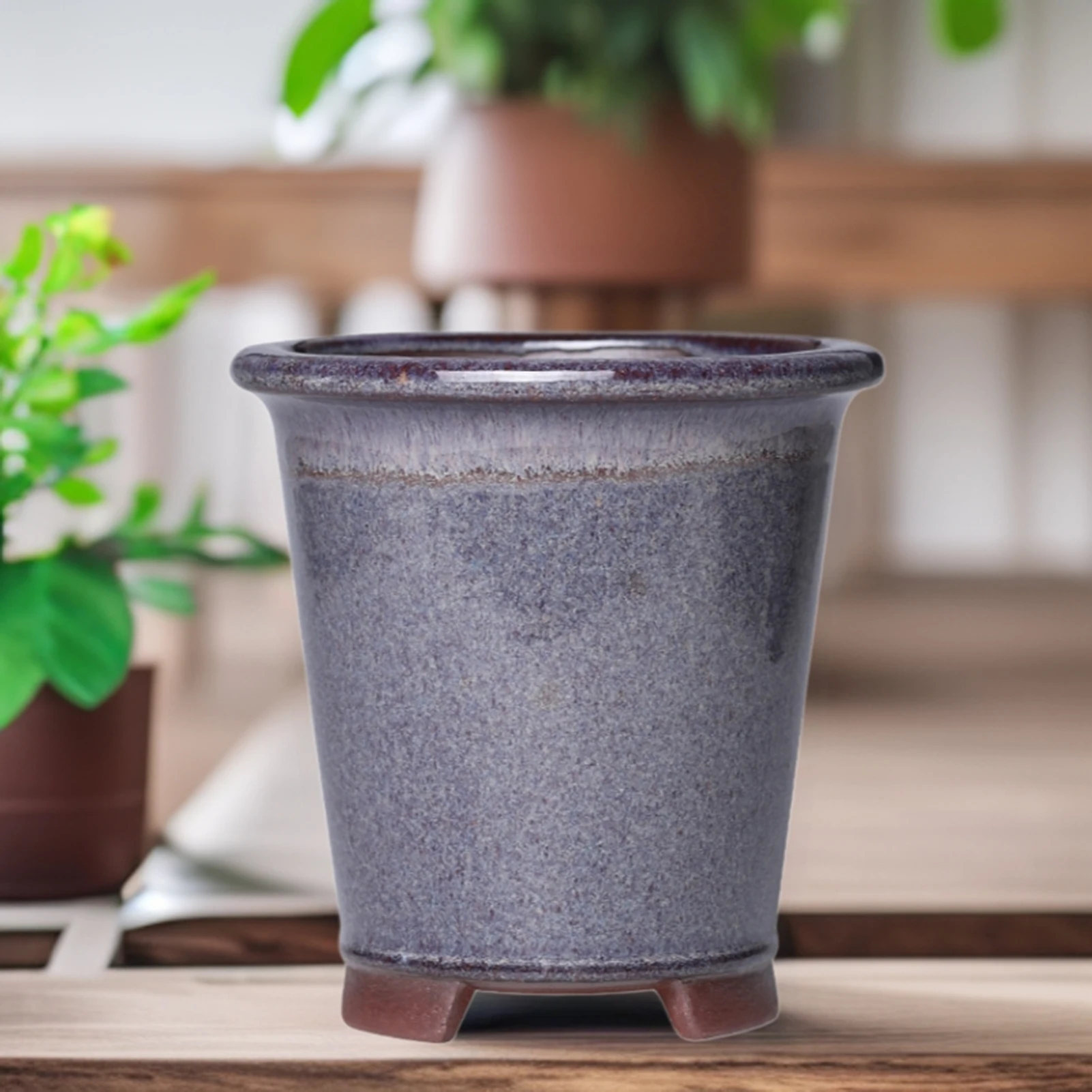 

Handmade Glaze Clay Pot Succulent Planter Ceramic Bonsai Container Drainage Holes for Home Office Decor Gardening Gifts