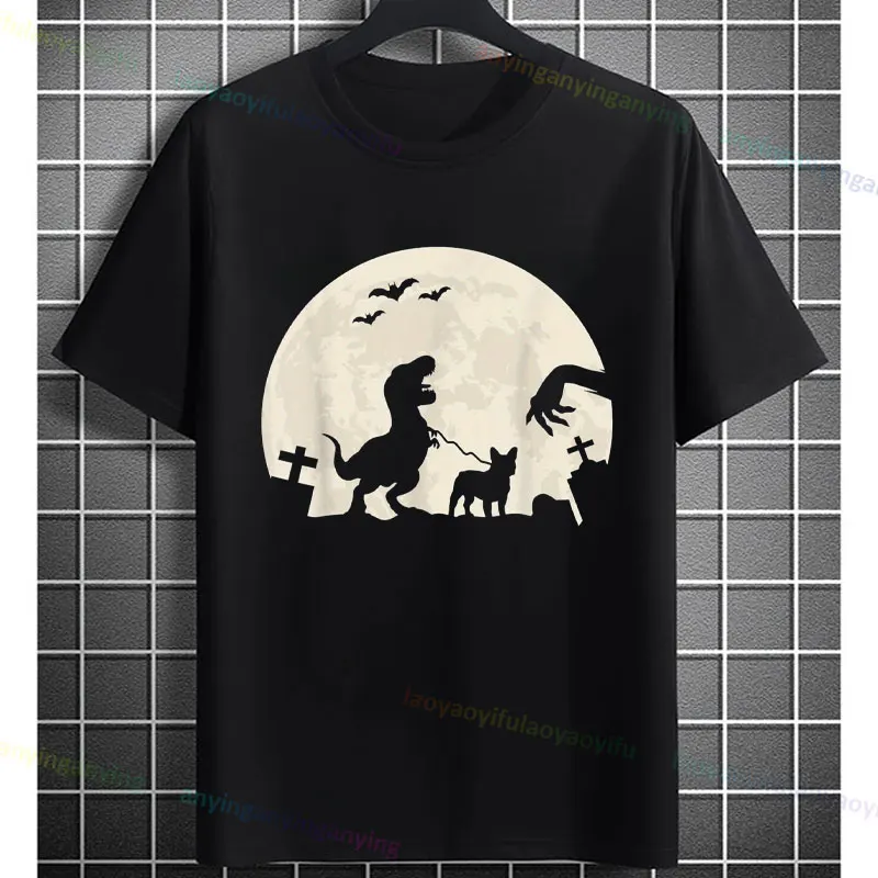 مضحك مخيف Sauroposeidon ريكس هالوين الجرافيك تي شيرت مع المومياء ديناصور تصميم القطن الخالص قصيرة الأكمام عادية التي شيرت