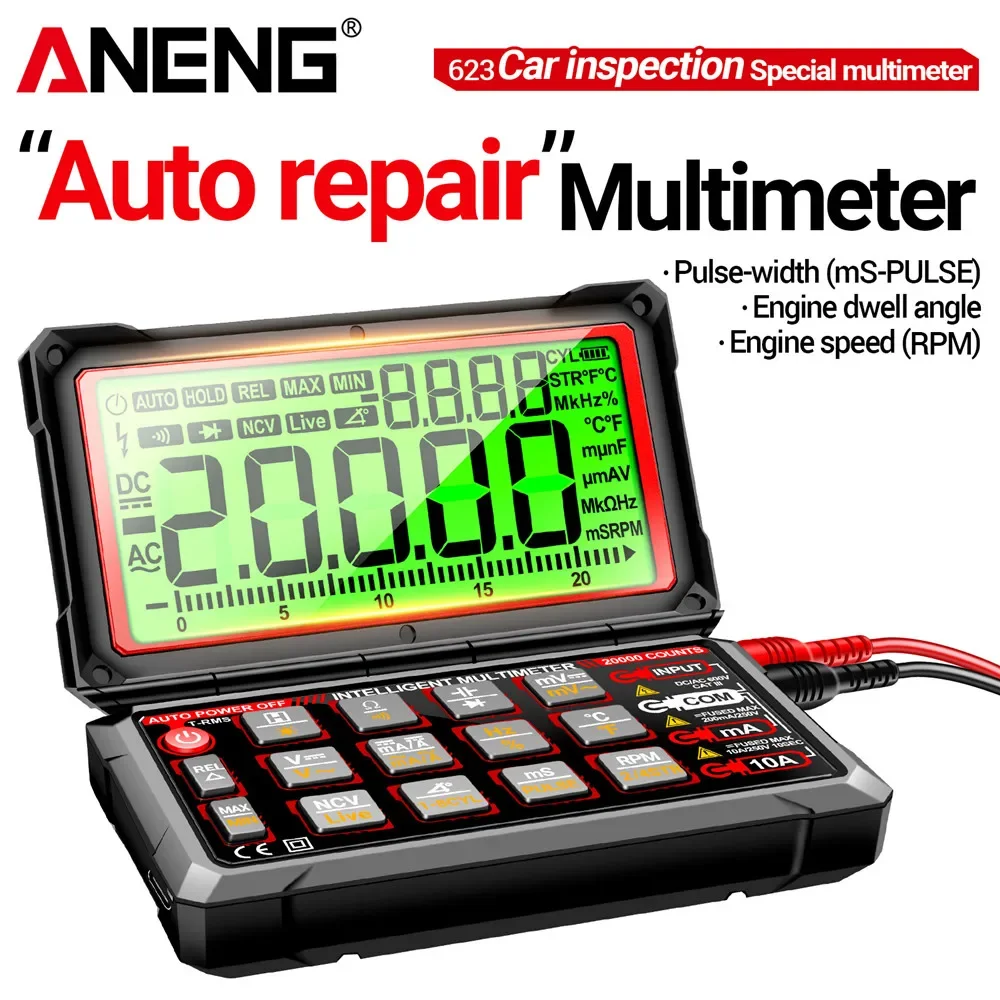 Aneng Auto Repair Multímetro Digital Ncv Diodo de Indução Buzzer Capacitância Tester Tools Ncv ac Tensão dc 20000 Contagens 623