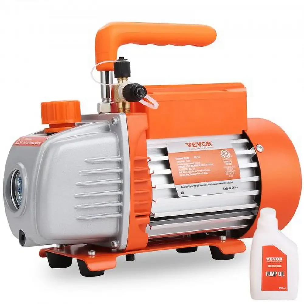 

1/5 HP Single Stage Vacuum Pump, 3.5 CFM, 120V AC Air Conditioning Conditioner Vacuum Pump, 1/4" SAE Male 1/2" ACME Male Inlet